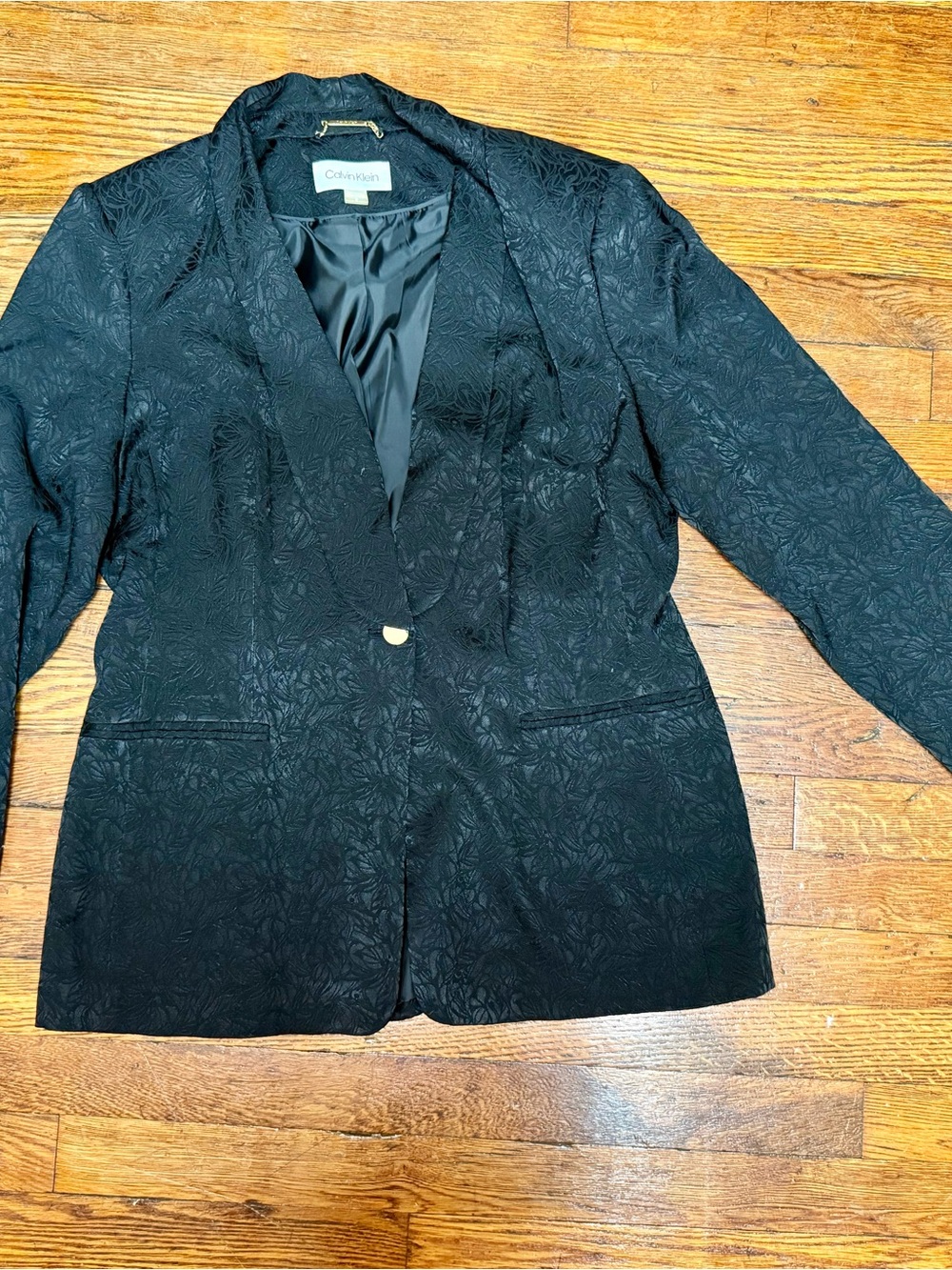 Calvin Klein Black Jacquard Single-Button Blazer
